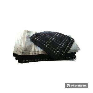Chef Revival Cotton 6 Kitchen towels and 2 Dish Cloths Black and White